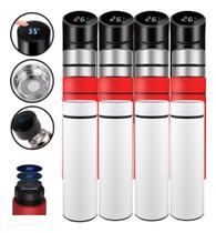 Kit 12 Garrafas Térmicas Aço Inox Termômetro Led Digital