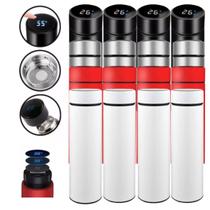 Kit 12 Garrafas Térmicas Aço Inox Termômetro Led Digital