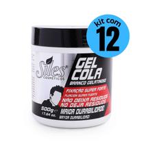 Kit 12 Gel Cola Fixação Super Forte 500g - Siles