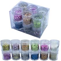 Kit 12 Glitter Flocado Encapsulada Para Unhas Acrigel