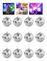 Kit / 12 Globo Bola De Vidro Espelho Refletor Rotativo Para Discoteca Festa Natal - REF3CM