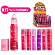 Kit 12 Gloss Labial Brilho Frutas Roll On Hidratante Lip Oil Lembrancinha Infantil