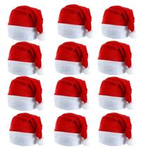 Kit 12 Gorros Papai Noel Natal Fantasia C Toque Suave Pompom