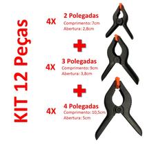 Kit 12 Grampos Pregador 4x 2Pol + 4x 3Pol + 4x 4Pol Garra Pinça Presilha Grampo Foto Marcenaria