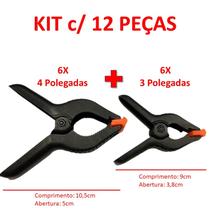 Kit 12 Grampos Pregador 6x 3Pol + 6x 4Pol Garra Pinça Presilha Grampo Foto Marcenaria