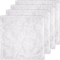 Kit 12 Guardanapo Jacquard Branco Festa Acabamento Bainha Kit 12 Guardanapo Jacquard Branco Festa Acabamento Bainha