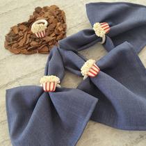 Kit 12 Guardanapos de Tecido Mellange Azul e 12 Anéis PG Pipoca de Cinema Kit 12 Guardanapos de Tecido Mellange Azul e 12 Anéis PG Pipoca de Cinema