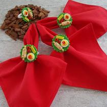 Kit 12 Guardanapos de Tecido Vermelho e 12 Anéis PG Massas Italianas Kit 12 Guardanapos de Tecido Vermelho e 12 Anéis PG Massas Italianas