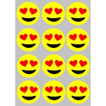 Kit 12 Imãs De Emoji Olhos de Coração