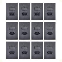 Kit 12 Interruptor Sim. c/ Tomada 10A Preto Fosco Pluzie 4x2