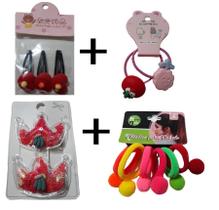 Kit 12 Itens Menina Bonita Elástico Presilha Tic-Tac Tudo para Prender o Cabelo