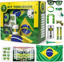 Kit 12 Itens Torcida Brasil Copa do Mundo 2026 Completo, Bandeira, Acessórios e Decoração Alta Qualidade Kit 12 Itens Torcida Brasil Copa do Mundo 2026 Completo, Bandeira, Acessórios e Decoração Alta Qualidade