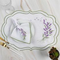 Kit 12 Jogos Americanos Guardanapos De Mesa Retangular Bordado Lavanda - Branco - 100% Poliéster Kit 12 Jogos Americanos Guardanapos De Mesa Retangular Bordado Lavanda - Branco - 100% Poliéster