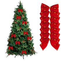 Kit 12 Lacinhos Vermelho Com Brilho Para Decoração De Natal Enfeite Para Árvore Natalina