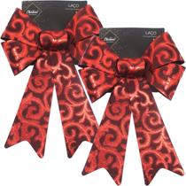 Kit 12 Laço Vermelho Em Camurça Enfeite Brilhante Natal 32cm Kit 12 Laço Vermelho Em Camurça Enfeite Brilhante Natal 32cm