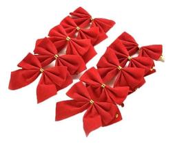 Kit 12 Laços Natalino Ornamentos Laçinho Veludo Enfeite Vermelho