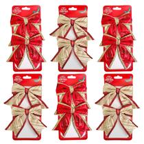 Kit 12 Laços Natalino Vermelho Dourado Enfeite Arvore Natal Kit 12 Laços Natalino Vermelho Dourado Enfeite Arvore Natal