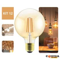 Kit 12 Lâmpada Embuled Filamento Led G95 4w 2400k Âmbar 360lm