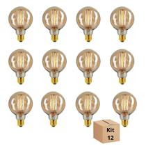 Kit 12 Lâmpada Filamento Carbono G80 40w Branco Quente Kit 12 Lâmpada Filamento Carbono G80 40w Branco Quente