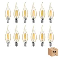 Kit 12 Lâmpada Filamento Led Vela 4w 2700k Branco Neutro Kit 12 Lâmpada Filamento Led Vela 4w 2700k Branco Neutro