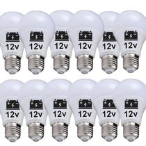 Kit 12 Lâmpada Led 9w 12v E27 Bateria Barco Solar Camping