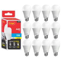 Kit 12 Lâmpada Led Bulbo A60 15W E27 3000K Luz Branca