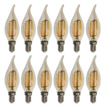 Kit 12 Lâmpadas Filamento Led Vela Bico Torto Âmbar 4W E14 2700K Kit 12 Lâmpadas Filamento Led Vela Bico Torto Âmbar 4W E14 2700K