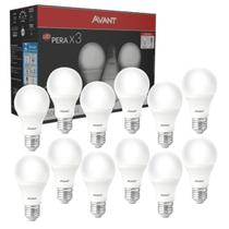 Kit 12 Lâmpadas Led Avant 6500k 7w Bivolt E27 Branco Frio