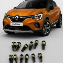 Kit 12 Lâmpadas Led Luz Interna Renault Captur 2017 A 2020 T10 Branco Branco-frio