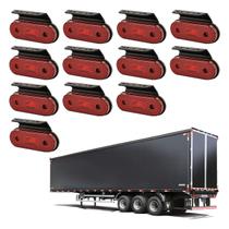 Kit 12 Lanterna Lateral Led Carreta Facchini Suporte VERMELHA