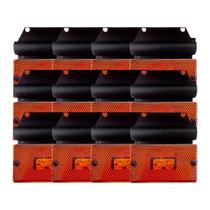 Kit 12 Lanternas Lateral Retangular Com Suporte Âmbar Bivolt