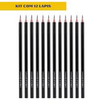 Kit 12 Lapis De Escrever Escolar HB Preto Sextavado - Leo e Leo