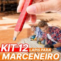 Kit 12 Lápis Marceneiro Profissional Carpinteiro Pedreiro Drywall Construção Civil+ Apontador Vonder