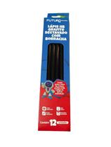 Kit 12 Lápis Sextavado Grafite Hb Com Borracha Corpo Preto