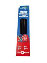 Kit 12 Lápis Sextavado Grafite HB com Borracha corpo preto