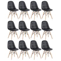 Kit 12 Laráz Cadeiras Estofadas Eames Eiffel Botonê Preto