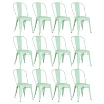 Kit 12 Laráz Cadeiras Iron Tolix Design Verde claro