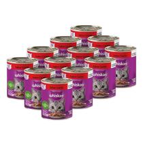 Kit 12 Latas de Ração para Gato Whiskas Premium - Patê de Carne 290g Kit 12 Latas de Ração para Gato Whiskas Premium - Patê de Carne 290g