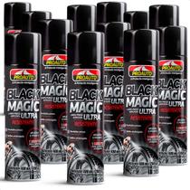 Kit 12 Limpa Pneus Aerosol Black Magic Proauto 400ml