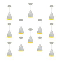 Kit 12 Luminária Pendente Bala Nova Com Interior Amarelo Com Fiação 110/220v Kit 12 Luminária Pendente Bala Nova Com Interior Amarelo Com Fiação 110/220v