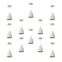 Kit 12 Luminária Pendente Bala Nova Com Interior Cobre Com Fiação 110/220v