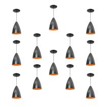 Kit 12 Luminária Pendente Bala Nova Com Interior Laranja Com Fiação 110/220v Kit 12 Luminária Pendente Bala Nova Com Interior Laranja Com Fiação 110/220v