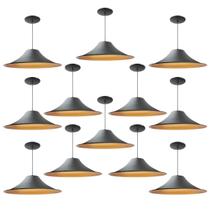 Kit 12 Luminária Pendente Chapéu Chinês Com Interior Cobre Com Fiação 110/220v Kit 12 Luminária Pendente Chapéu Chinês Com Interior Cobre Com Fiação 110/220v