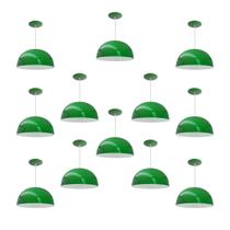Kit 12 Luminária Pendente Meia Lua 24cm Com Interior Branco Brilho Fiação 110/220v
