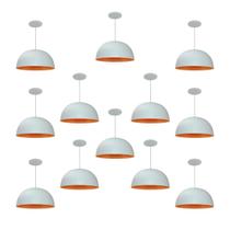 Kit 12 Luminária Pendente Meia Lua 24cm Com Interior Laranja Fiação 110/220v Kit 12 Luminária Pendente Meia Lua 24cm Com Interior Laranja Fiação 110/220v