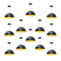 Kit 12 Luminária Pendente Meia Lua 24cm Interior Amarelo Com Fiação 110/220v Kit 12 Luminária Pendente Meia Lua 24cm Interior Amarelo Com Fiação 110/220v