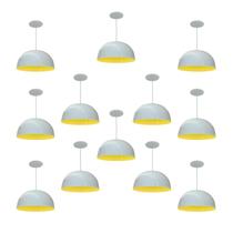 Kit 12 Luminária Pendente Meia Lua 24cm Interior Amarelo Com Fiação 110/220v Kit 12 Luminária Pendente Meia Lua 24cm Interior Amarelo Com Fiação 110/220v