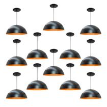 Kit 12 Luminária Pendente Meia Lua 40cm Com Interior Laranja Fiação 110/220v Kit 12 Luminária Pendente Meia Lua 40cm Com Interior Laranja Fiação 110/220v