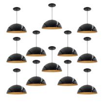 Kit 12 Luminária Pendente Meia Lua 40cm Interior Cobre Fiação 110/220v