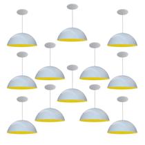 Kit 12 Luminária Pendente Meia Lua 50cm Interior Amarelo Com Fiação 110/220v